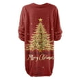 thumbnail image 3 of Women's Round Neck Casual Long Sleeve Plush Christmas Print Dresses for Cozy Holiday Fashion and Everyday Comfort,Gold,3XL, 3 of 5
