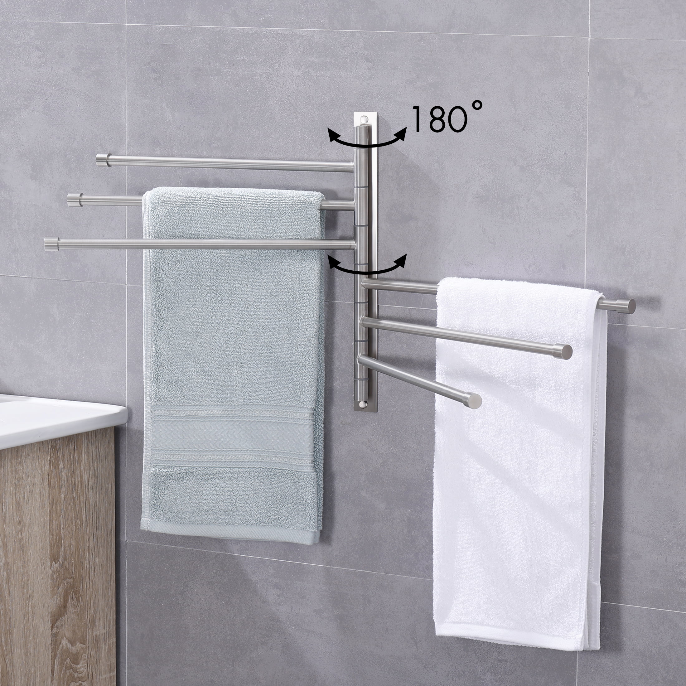 KES Swivel Towel Bar 9-Inch Swing Out Towel Rack Bathroom 2-Arm Wall  Mounted SUS 304 Stainless Steel Brushed Finish, A2106S23-2
