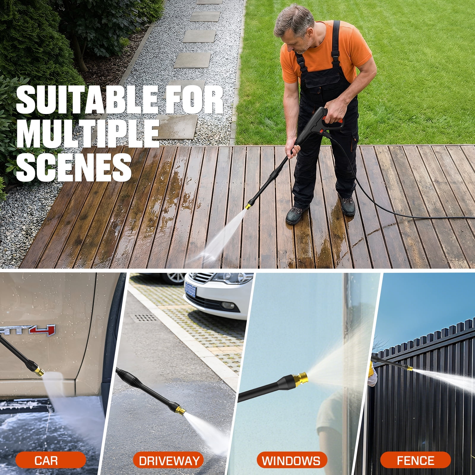 SENIX 1600 PSI Electric Pressure Washer 1.2 GPM, 11 Amp Motor, 20ft Hose, Quick-Connect Nozzles HPWE11-L