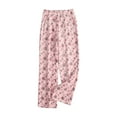 thumbnail image 2 of Vetsdori Flannel Pajamas Pants for Women Fashion Soft Pj Bottoms Pockets Sleepwear Elastic Waist Pj Pants Womens Lounge Pants Wide Leg,Pink, 2 of 7