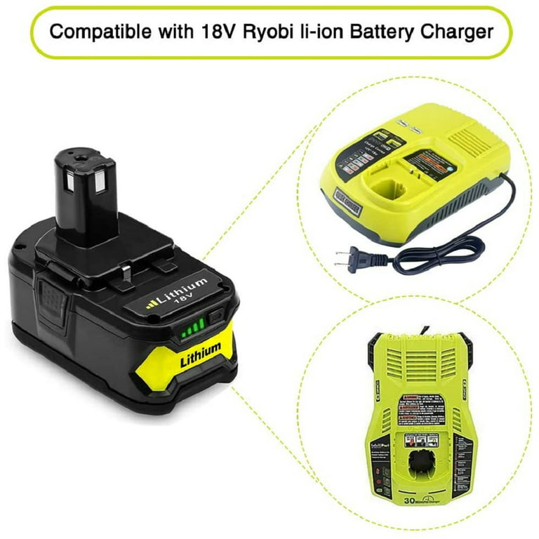 Ryobi P197 Battery ONE + (PLUS) Compatible Replaces P108 Rechargeable  Lithium Ion 18 v Volt 4.0 Ah / 72 Wh UL Listed Faster Recharge Single  Battery with Fuel Gage 