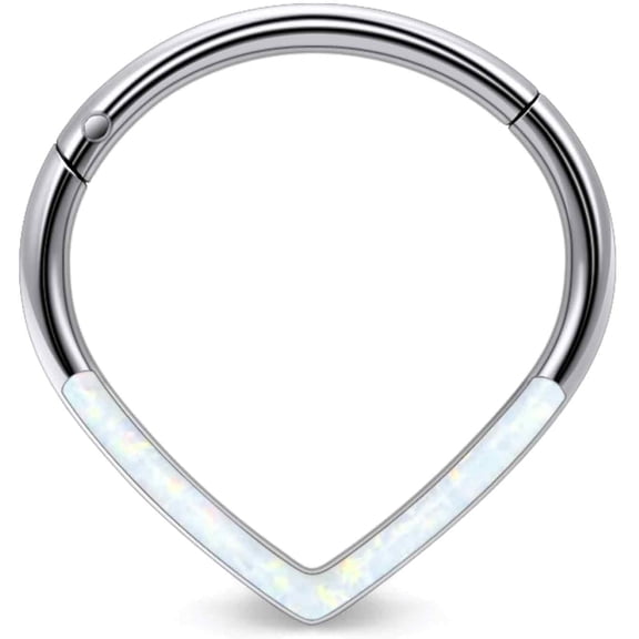 YMCSTONEMA 20G 18G 16G Titanium Nose Rings Hoops For Women Drop Opal Cz Clicker Hinged Septum Nose Ring Lip Helix Cartilage Hoop Earring Daith Rook Conch Body Piercing Jewelry For Women