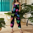 thumbnail image 3 of Fgvctg Valentine's Day Womens Jumpsuits Wide Leg Pant Romantic Love Heart Print Overalls Sleeveless Rompers Spaghetti Straps Jumpsuits Loose Bib Overalls Sprimg Clothing With Pockets Ginger XL, 3 of 4