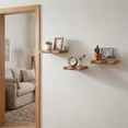 thumbnail image 3 of Rectangular Mango Wood Floating Shelf for Home Decor - Hanging Storage Organizer Shelves for Living Room, Office, and Entryway - Storage Organizer Accents for Study Room - Set of 3, 1", Brown, 3 of 11