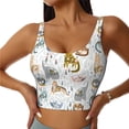 thumbnail image 2 of Haiem Cute Colorful Animal Pattern Womens Sports Bra - U Neck Padded Low Impact Yoga Bra Workout Crop Top Gym Moisture-Wicking Workout Vest -X-Large, 2 of 9