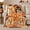 Dog Portrait Patchwork with Orange Bow, variant on Cute Corgi Portraits Autumn Pumpkins Patchwork Corgi, Festive Pet Portrait Pattern, Warm Flannel Blanket for Living Room and Bedroom, Dog Lovers autumn celebration Gift, Pet Lover Home Decor