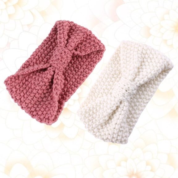 WHAMVOX  2 Pcs Warm Headband Adjustable Stylish Stretch Knit Cable Bow Hair Ribbons Mother