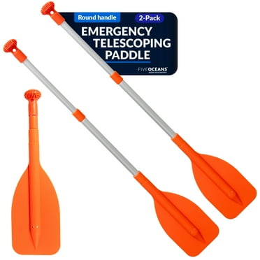 Five Oceans Boat Paddle - Telescoping Paddle, Boat Paddles, 2-Pack Orange Telescoping Paddle, Emergency Paddle, Collapsible Extends from 21" to 42" Easy Storage, Aluminum Shaft, Round Grip - FO4712-M2