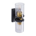 thumbnail image 3 of Duo 2-Light Black and Soft Gold Wall Sconce with Clear Glass - Black and Soft Gold, 3 of 4