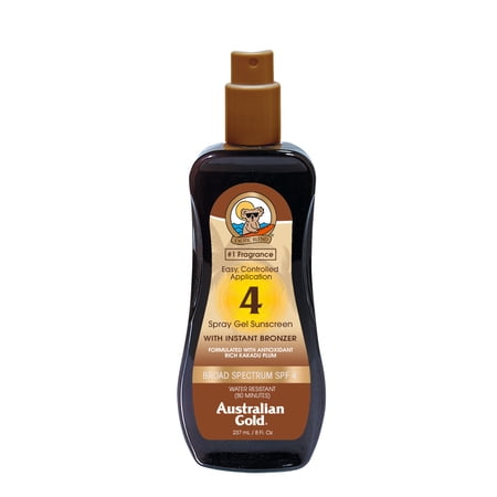 (3 pack) (3 pack) Australian Gold SPF 4 Spray Gel Sunscreen w/ Instant Bronzer, 8 FL OZ