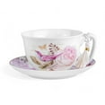 thumbnail image 4 of STP GOODS Birds in Rose Garden Bone China Tea Cup and Saucer Set for 1 in Gift Box 10.14 fl oz (300 ml) Kitchen Teacup Floral Porcelain Tea and Coffee Cup, White and Pink, 4 of 12