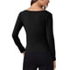 thumbnail image 3 of Camiseta ajustada de manga larga con cuello drapeado para mujer INSPIRE CHIC, suave, color negro, talla M, 3 of 6