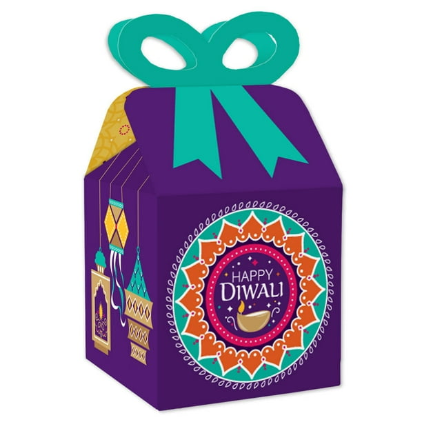Happy Diwali Square Favor Gift Boxes Festival of Lights Party Bow