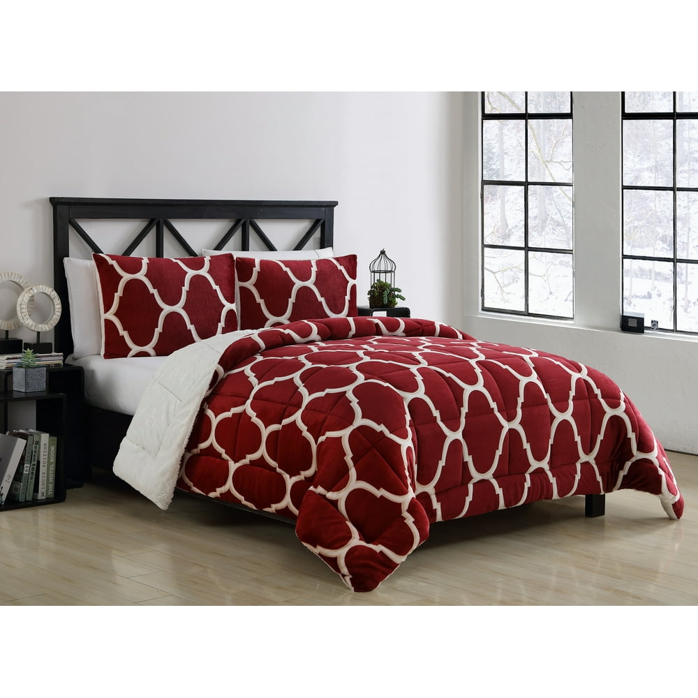 VCNY Home James Printed Mink to Faux Fur Reversible 3 Piece Bedding