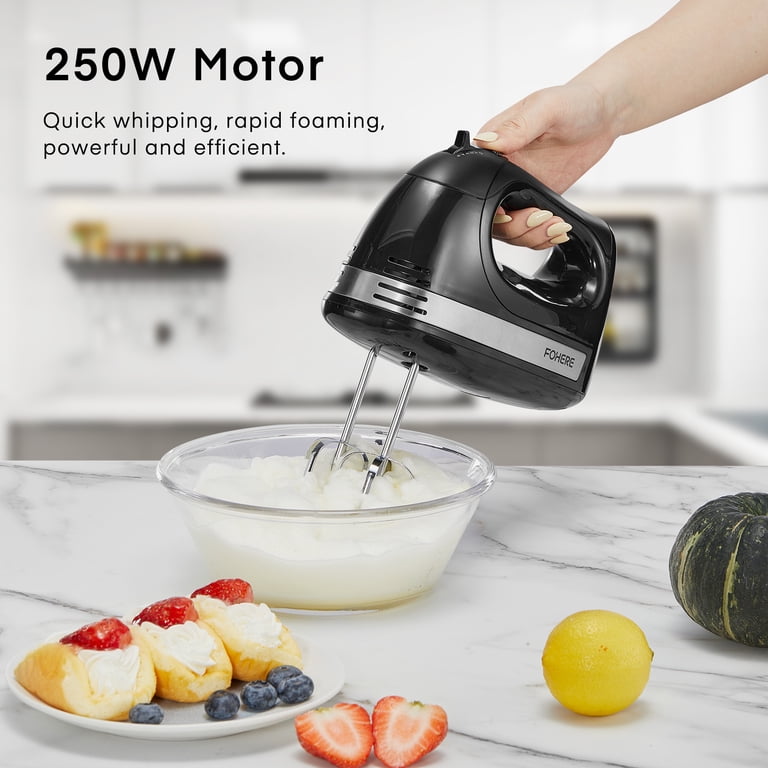 FOHERE Electric Hand Mixer with Storage Case, Compact Handheld Beater, 6 Attachments, 6-Speed