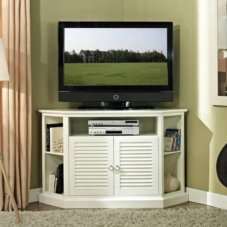 Walker Edison Wood Corner TV Stand for TVs up to 56u0022 - White
