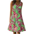 thumbnail image 2 of Teissuly Womens Fashion Holiday Summer Casual Printing Sleeveless Party Beach Loose Dress, 2 of 5