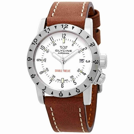Glycine Airman Double Twelve Automatic White Dial Mens Watch GL0232