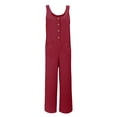 thumbnail image 4 of GILIGEGE Women's Casual Loose Overalls Jumpsuits One Piece Sleeveless Wide Leg Long Pant Rompers with Pockets Wide Leg Palazzo Pants Tank Jumpsuit Button Down Loose Bib Overalls Summer Linen Jumpsuit, 4 of 5