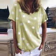 thumbnail image 3 of JYLPZYR Women Casual Loose Polka Dot Blouse Print V Neck Short Sleeved Tshirt Top (Yellow,XXL), 3 of 8