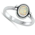 thumbnail image 4 of CHOOSE YOUR COLOR Bali Halo White Simulated Opal Ring .925 Sterling Silver Band CZ Female Size 4, 4 of 4