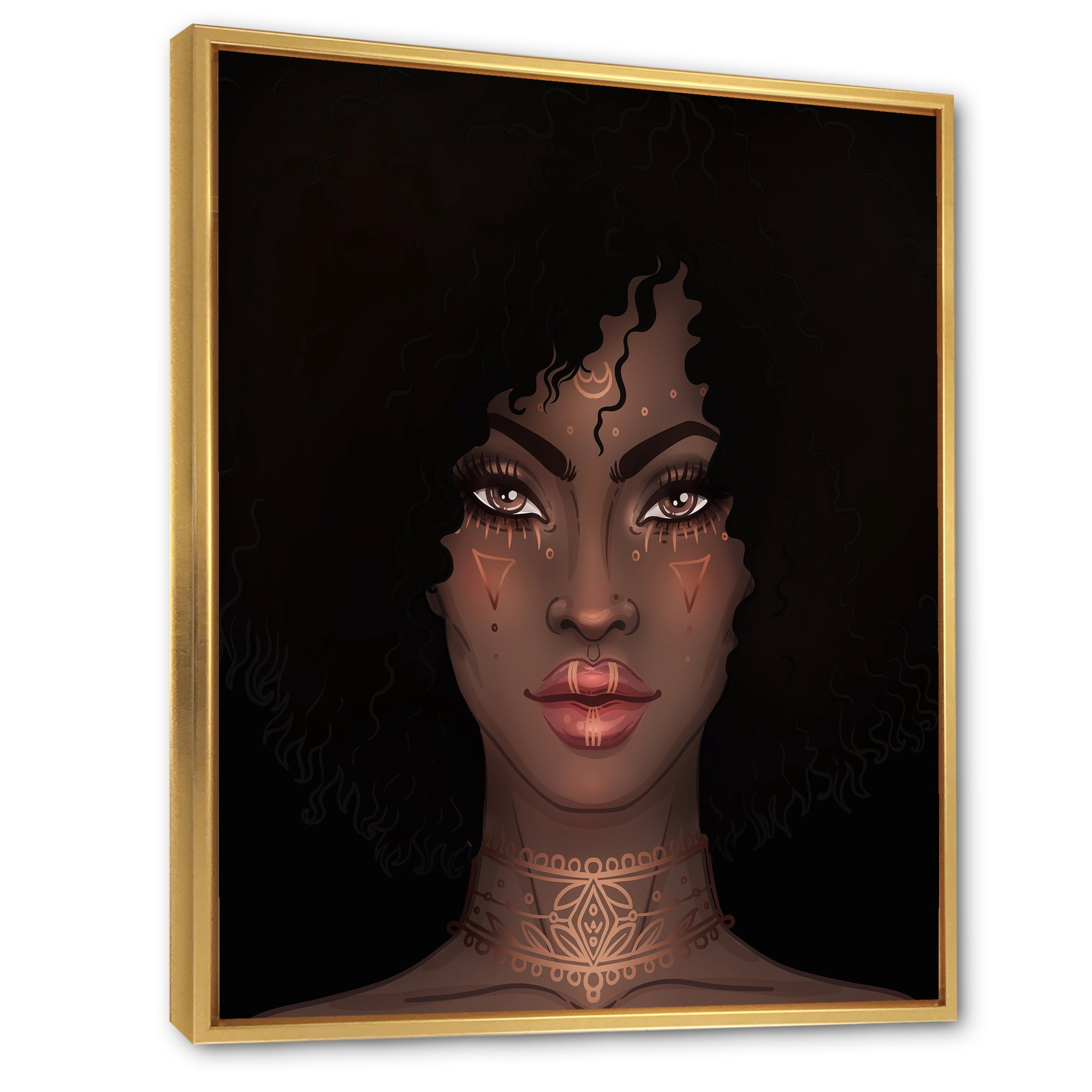 Designart 'Portrait of Afro American Woman II' Modern Framed Canvas Wall Art Print