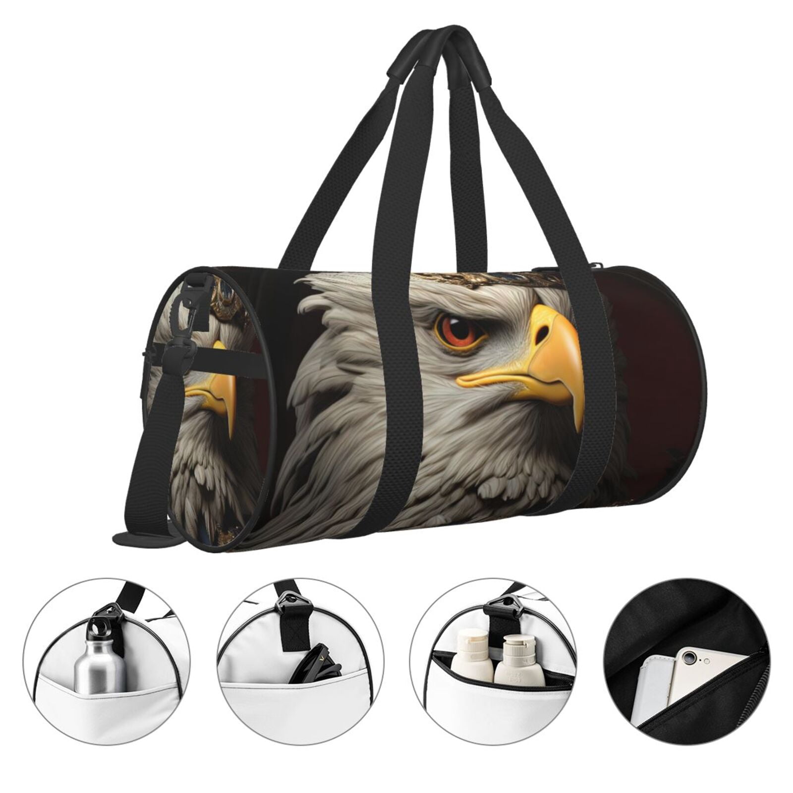 Defioc Noble Style Bald Eagle for Travel Duffle Bag,Weekender Bag Carry On Tote Bags Hospital Bag Large Capacity Sport Gym Bag for Men Women Fit for Trave, Gym,Weekend