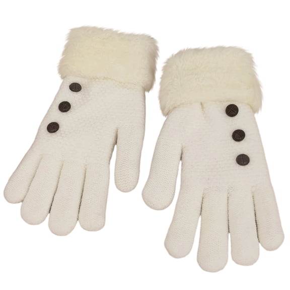 Xfvqtps Winter Gloves Unisex Touchscreen Knit Plush Lined Warm Thermal Insulated Outdoor Cold Proof Button Decoration Thermal Gloves White