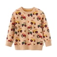 thumbnail image 4 of CUZIBR Baby Boys Crewneck Sweatshirt Cartoon Car Graphic Pullover Long Sleeve Comfort Fall Winter Clothes,Khaki,2-3 Years, 4 of 8