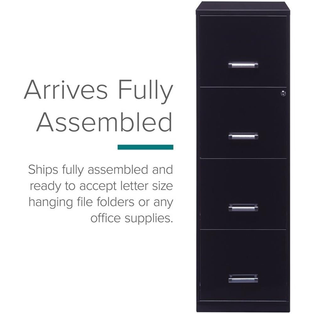 Pemberly Row 4 Drawers Vertical Black Metal Filing Cabinet Pre-assembled