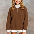 thumbnail image 2 of Girls' 1/4 Zipper Sweatshirts Casual Oversized Long Sleeve Pullover Tops Cute Half Zipper Hoodie Sweater Size 9-10 Years, 2 of 8