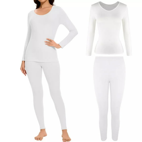 Women's Fleece-Lined Thermal Underwear Set - Ultra-Soft Winter Base Layer Top & Bottom for Cold Weather