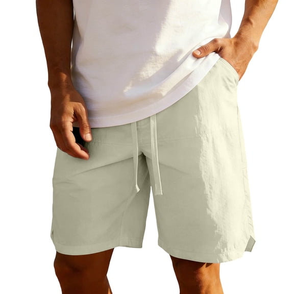 Admvng Shorts for Men Ice Silk Drawstring Elastic Waist Solid Workout Athletic Shorts