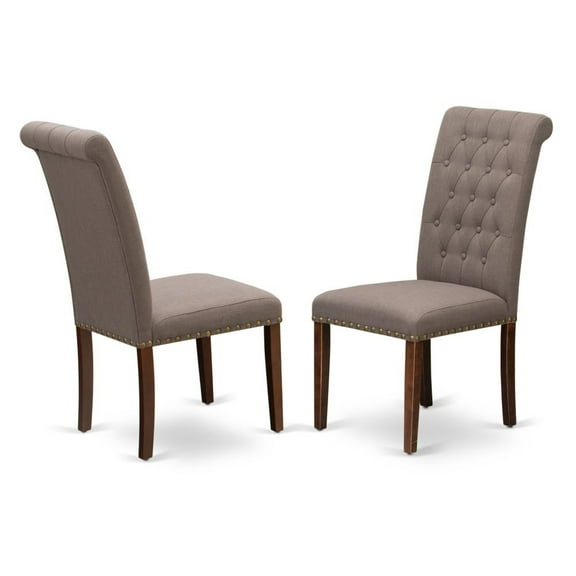 East West Furniture Bremond 42" Fabric Dining Chairs in Coffee (Set of 2)