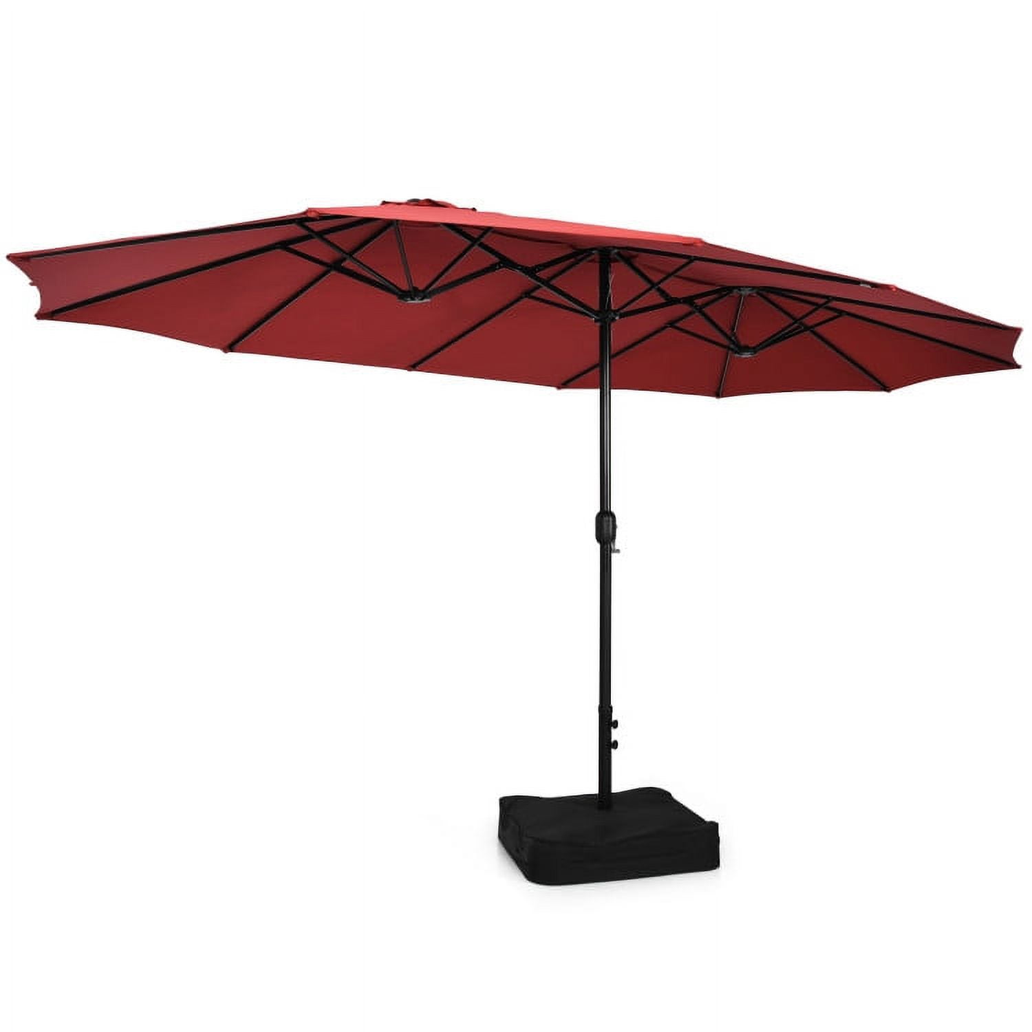 Aimee Lii 9 Pieces Patio Furniture Sets, Outdoor Dining Set with 15" Double-Sided Twin Patio Umbrella, Red Aimee Lii 9 Pieces Patio Furniture Sets, Outdoor Dining Set with 15" Double-Sided Twin Patio Umbrella, Red