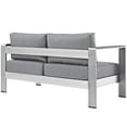 thumbnail image 4 of Modern Contemporary Urban Design Outdoor Patio Balcony Loveseat Sofa, Grey Gray, Metal Aluminum, 4 of 4
