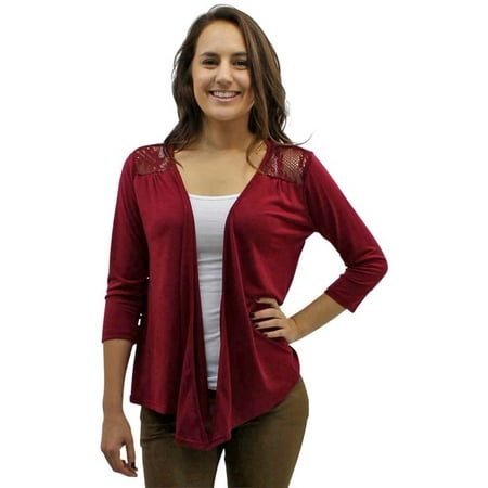 Jersey Shrug - Light Jersey Knit Cardigan Shrug With Lace Shoulders
