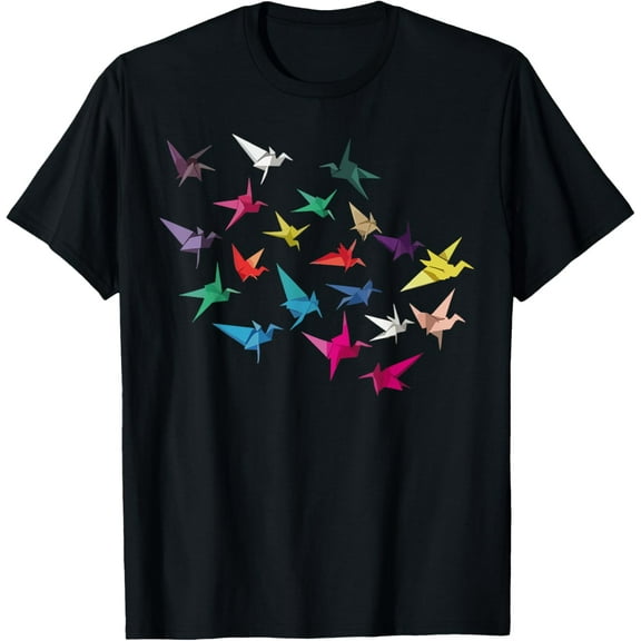 Funny Origami Cranes Paper Folding Artwork Lovers Gag Outfit T-Shirt men and women can wear, black, white, gifts