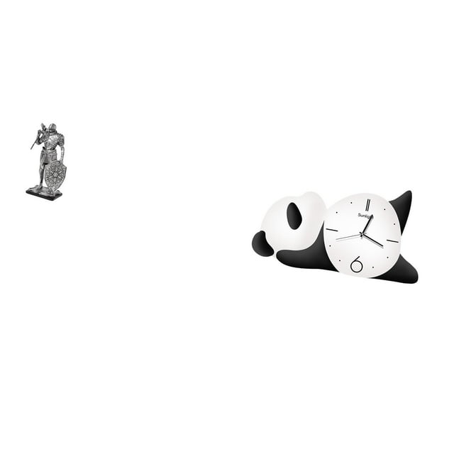 Figura de escritorio,Estatua de caballero,estatuilla,escultura,artesanía,decoración de escritorio,Reloj de pared,Reloj de pared Panda Decoración del hogar Lindo Creativo,Reloj de pared con
