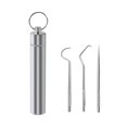 thumbnail image 2 of WREESH 304 Metal Tooth Picking Tool Stainless Steel Toothpick Portable Carry-on Oral Tooth Cleaning Tool Set, 2 of 3