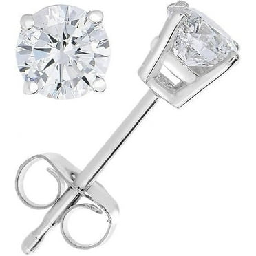 Lab Grown Diamond Stud Earrings 14K White Gold VS1 Clarity for Women in Round Prong Set