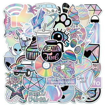 50 pcs Laser Stickers | Laptop Skateboard Decals | Waterproof Non-Reflective Stickers | Phone Luggage Computer Mug Journal