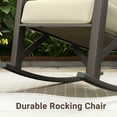 thumbnail image 2 of ECOPATIO Rocking Chair Bistro Set,3 Piece Outdoor Patio Furniture Set with 2 Rockers and 1 Metal Coffee Table with Thick Cushions for Porch,Backyard,Poolside,Beige, 2 of 8