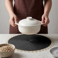 thumbnail image 4 of REGALWOVEN Rustic Placemats 6 Pack Round Woven Placemats for Dining Table Decor Indoor Outdoor Washable Kitchen Table Mat Wipe Clean Black 15x15inch, 4 of 6
