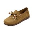 thumbnail image 3 of Domzle Women Faux Suede Loafers Slip On Walking Shoes Work Casual Non Slip Lightweight Comfort Beaded Fashion Round Toe Brown, 3 of 6