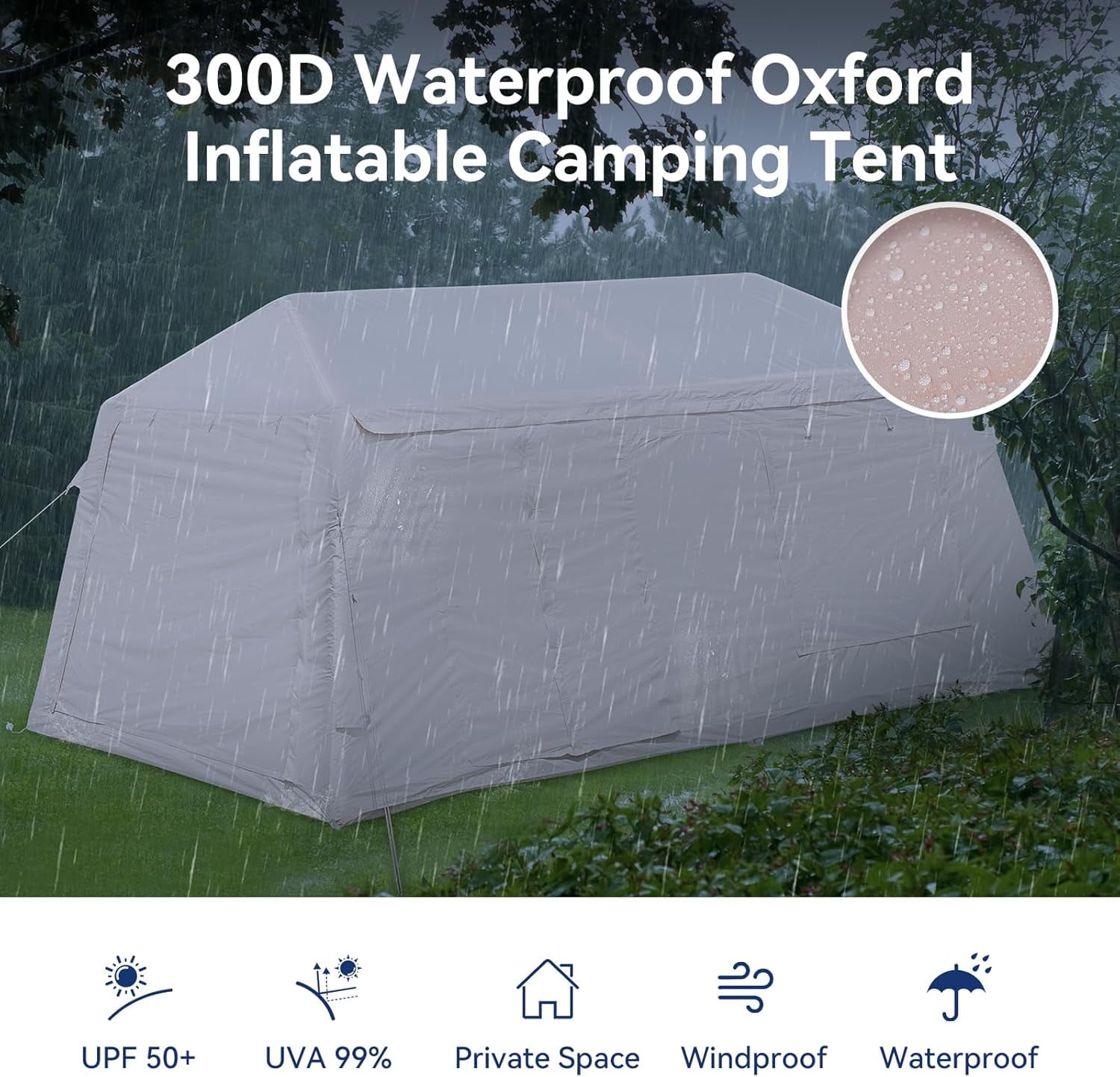 Slsy Inflatable Tents with Canopy for Camping, Blow Up Tent with Hand Pump, Easy Setup Inflatable Hot Tent with Stove Jack, Waterproof Oxford Air Glamping Tents for Camping Adult 8-10 Person