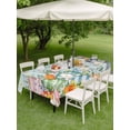 thumbnail image 3 of Outdoor Tablecloth with Umbrella Hole and Zipper, Happy Easter Rectangle Table Cloth 60x84 Inch Waterproof Tablecloth, Spring Bunny Easter Eggs Floral Teal Wood Picnic Table Cover for Patio Camping, 3 of 7