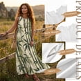 thumbnail image 6 of Xoenoiee Green Leaf Ink-Wash Print Linen-Like Maxi Dress Summer Dresses 2026, Beach Vacation Clothes Sleeveless Sundresses with Pockets, Breathable Boho Outfits for Travel Holiday Party, Size 4XL, 6 of 7