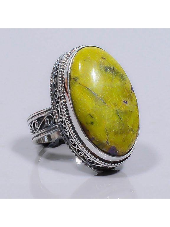 Atlantisite Stichite Gemstone 925 Sterling Silver Fine Art Ring s.8 T27, Christmas Gift, Gemstone Silver Jewelry, Stichtite Ring, New Year Sale