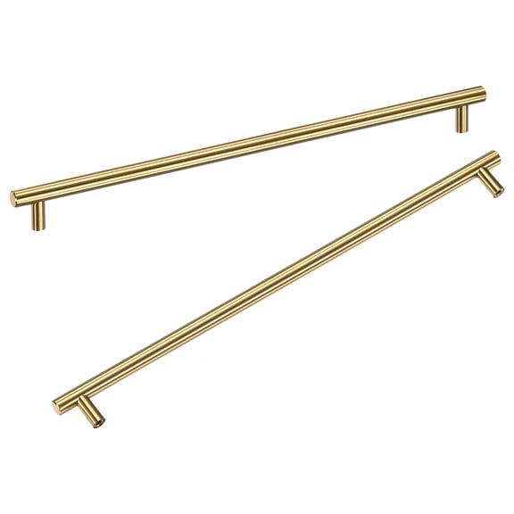 Uxcell 2-Pack Cabinet Pulls Knobs, 13.8" Modern Stainless Steel T Bar Knobs Double Hole Handles [Gold]